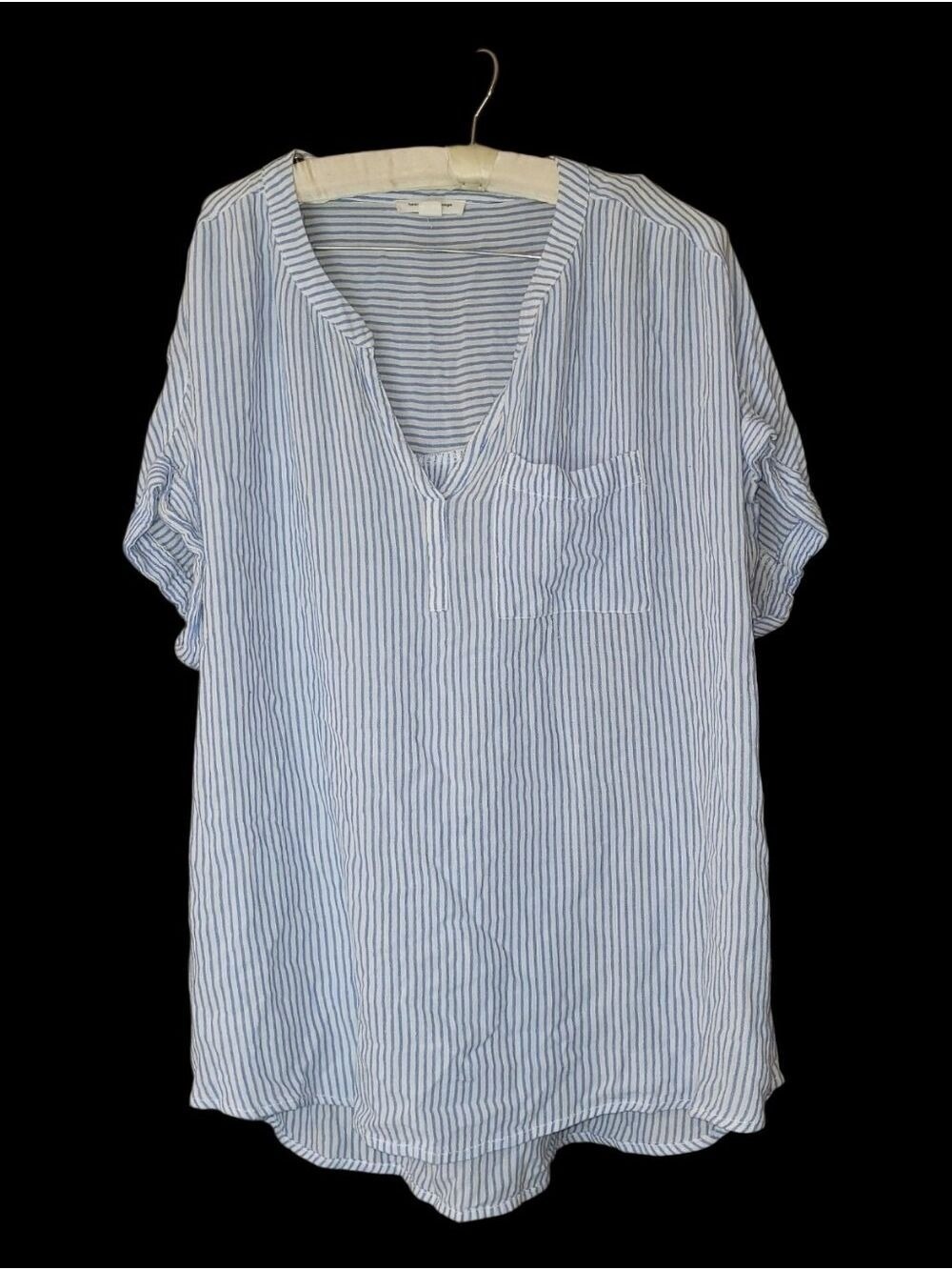 Beachlunchlounge Blue & White Striped Lightweight Flowy Top Coastal XL